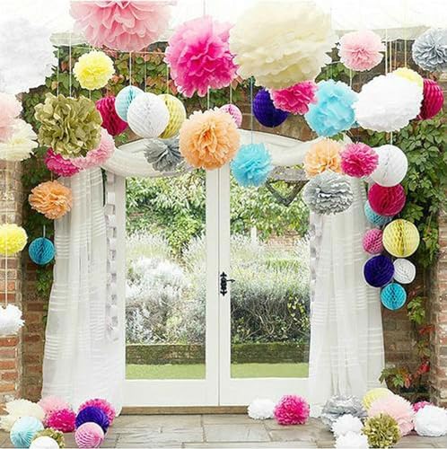 Aimto 12pcs Black Paper Pom Poms for Party Decorations