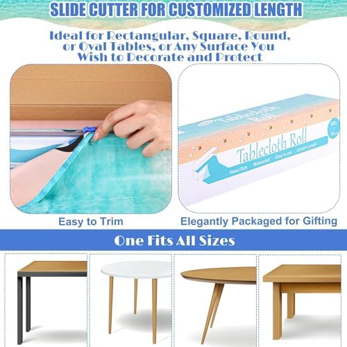 Summer Beach Tablecloth Roll with Cutter Box 100ft x 54in