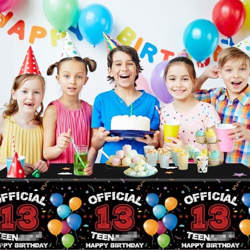 13th Birthday Decorations Red Black Tablecloths for Boys