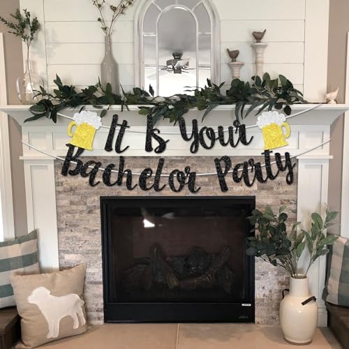 Sursurprise Bachelor Party Banner Black Gold Rectangular