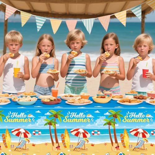 3pcs Beach Tablecloth Waterproof Summer Table Cover for Birthday Party