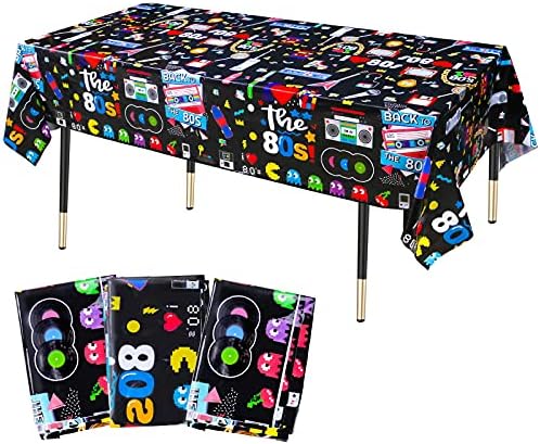 Lcoor 3-Piece 80s Style Tablecloths Set