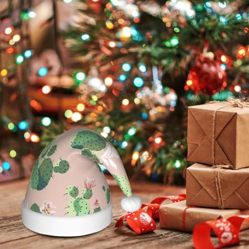 QinZheng Cactus Print Santa Hat for Women