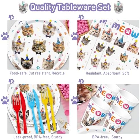 Lousuip 174pcs Cat Birthday Party Decorations Set
