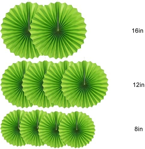 Green Hanging Paper Fans Decor Set 10 Pieces