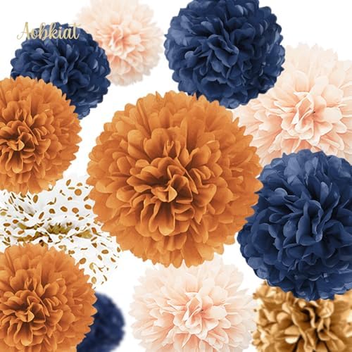 AOBKIAT Boho Wedding Party Decor Tissue Pom Poms Garland