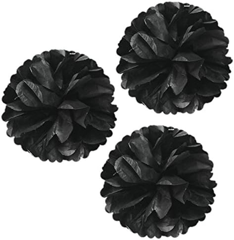 Wrapables 14 Tissue Pom Poms Set of 3 Black