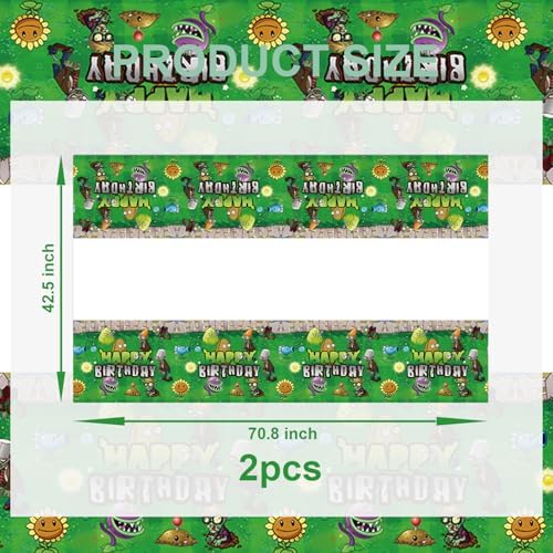 Deenor 2Pcs Plants Zombies Tablecloth for Birthday Party