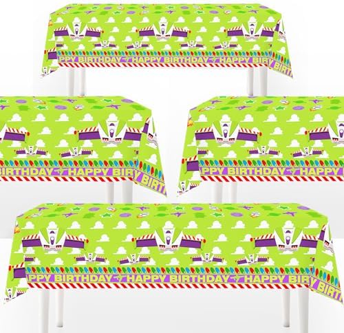4pcs Purple Sky and White Clouds Cow Cartoon Party Tablecloths