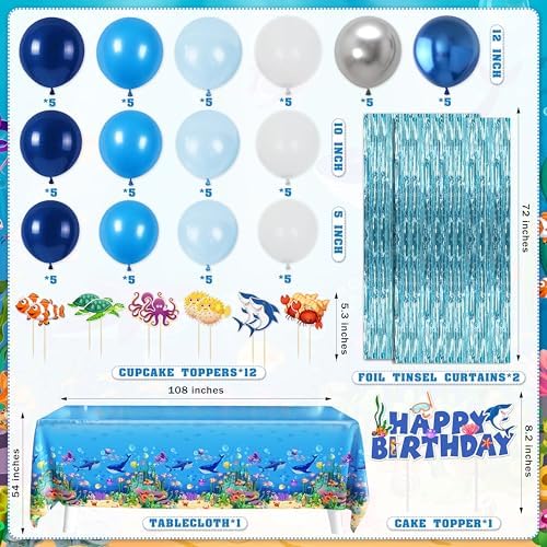 Under the Sea Party Decorations 98Pcs Ocean Theme Birthday Supplies