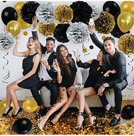 Black and Gold Party Decorations DIY Set