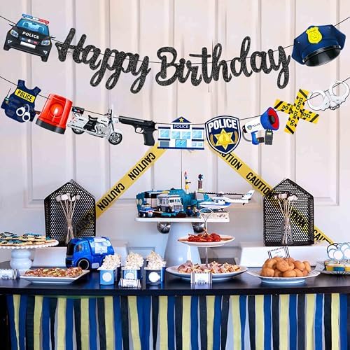 Police Birthday Banners 2Pcs Cops Party Decorations