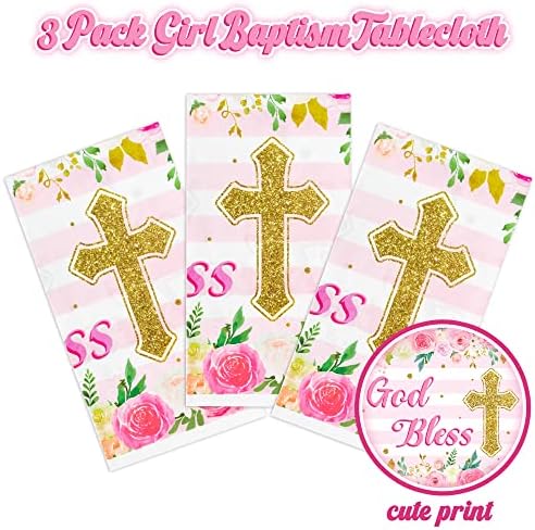Baby Girl Baptism Tablecloths 3-Pack Pink Decor