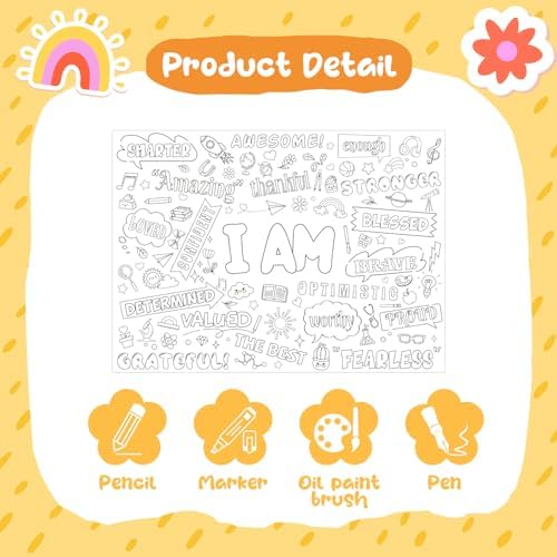 Positive Affirmations Coloring Poster for Kids