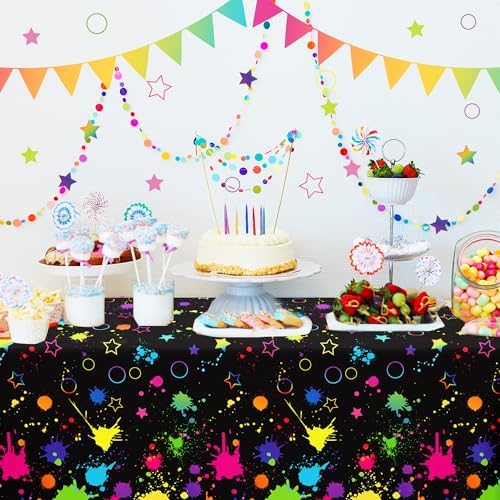 Lide Road Glow in The Dark Tablecloth for Neon Birthday Party