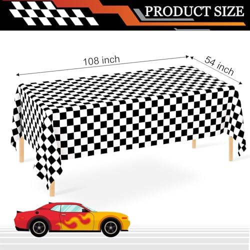WNINK 2 Pack Black and White Checkered Party Tablecloths