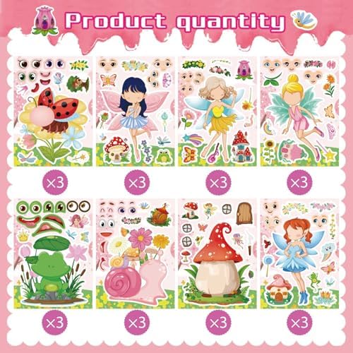 24 PCS Fairy Stickers for Kids Birthday Party Favors