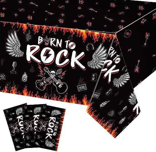 Tiamon 3 Pcs Rock Roll Party Tablecloths