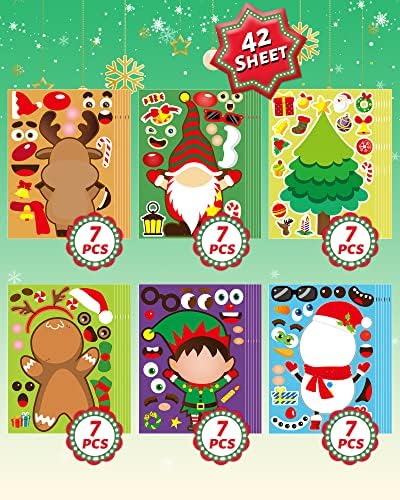 42 Sheets Christmas Stickers for Kids DIY Crafts