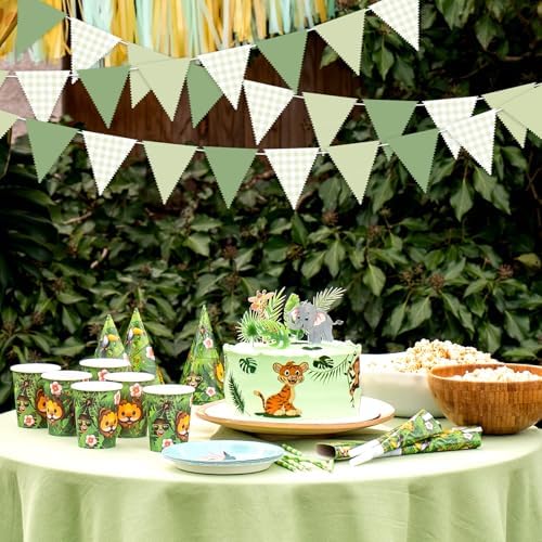 37 Ft Green Triangle Bunting Garland for Birthday Wedding Baby Shower