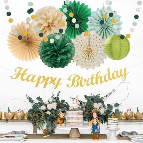 Sage Green Champagne Gold Birthday Decor 21pc Set