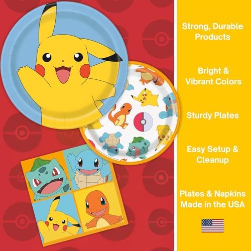 Pokemon Plates and Napkins - 8 Dinner 8 Cake 16 Napkins