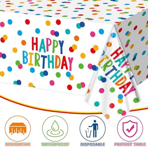 Happy Birthday Tablecloth Set of 2 with Confetti Design