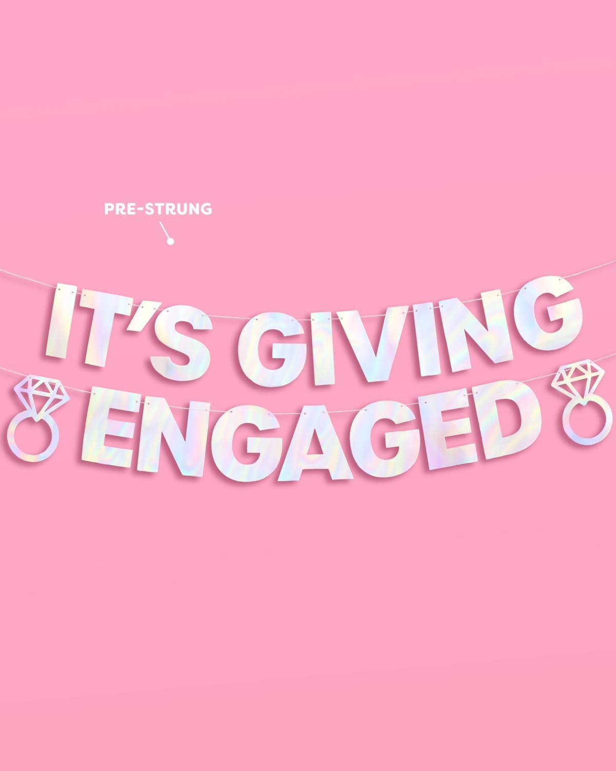 XO Fetti Its Giving Engaged Banner - Iridescent Foil 5 Ft