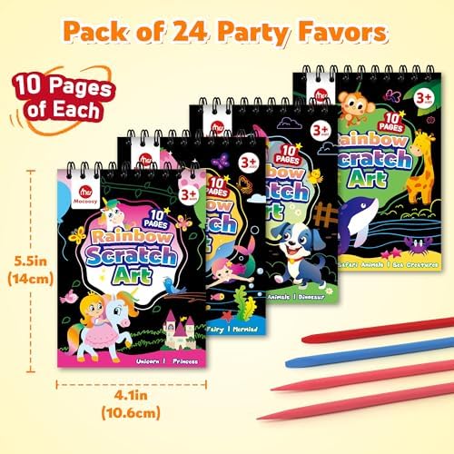 Mocoosy 24 Pack Rainbow Scratch Art Party Favors