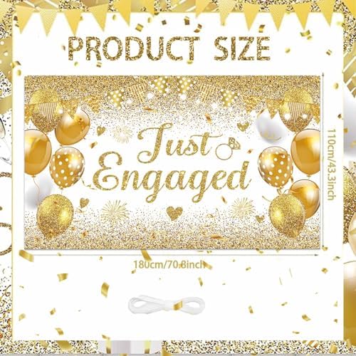 White Gold Just Engaged Banner - 708x433 Inches