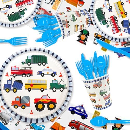 141PCS Traffic Themed Party Decorations for Boys