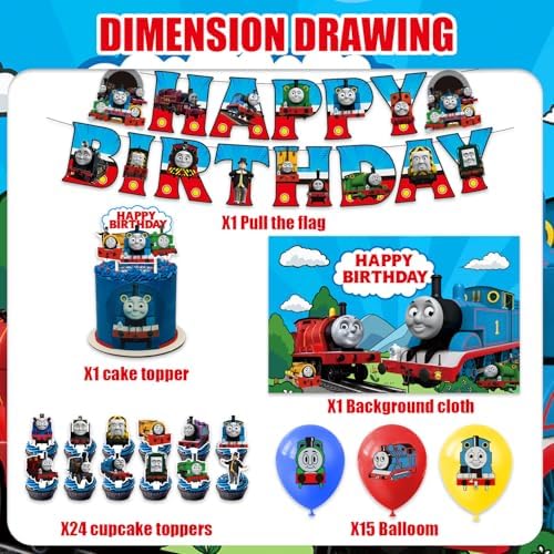 42 Pack Train Friends Party Supplies Set