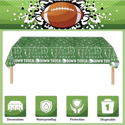 PHOGARY 3 Pack Green Football Tablecloths 54x108in