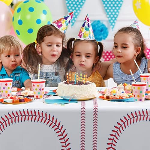 Durony 3 Pack Baseball Tablecloth 108x54 Inch Plastic Cover for Parties
