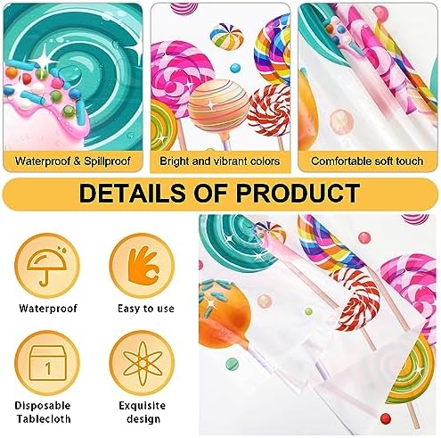 PHOGARY Candyland Tablecloth 51 x 87 for Birthday Party