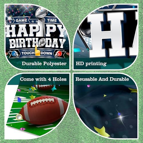 Football Birthday Backdrop Banner for Boys Girls Men 72x43in