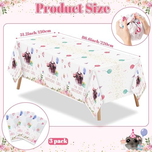 Hamster Party Tablecloths - 3Pcs Cute Birthday Decorations for Kids