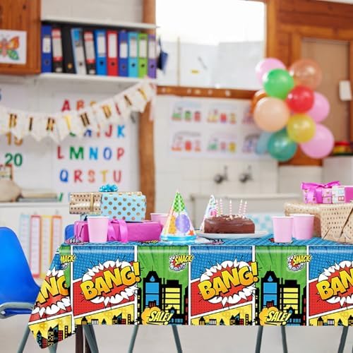 2pcs Hero Themed Birthday Tablecloth for Party Decorations