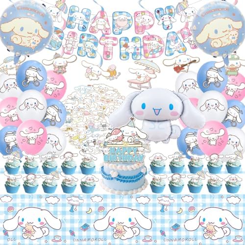 AVONO Cinnamoroll Birthday Decorations 101 Pieces Set