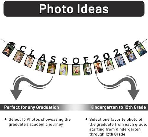 Class of 2025 Graduation Photo Banner with Pre-Strung Ribbons