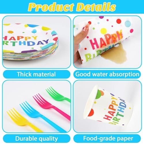 144 Pieces Happy Birthday Party Decor Set