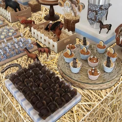 12Pcs Straw Tablecovers Western Theme Party Decorations