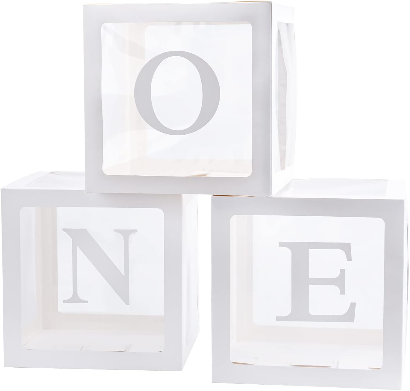 First Birthday Decorations 3Pcs Clear Boxes With ONE Letters Balloons