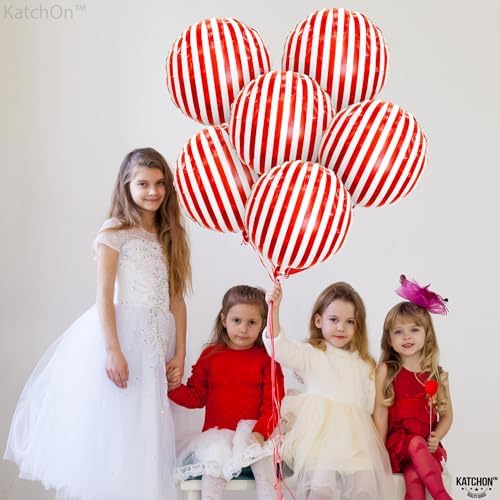 KatchOn Red and White Striped Balloons 18 Inch Pack of 10