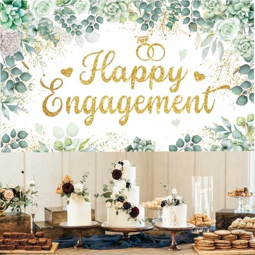 Eucalyptus Engagement Party Banner Green Just Married Decor Kit