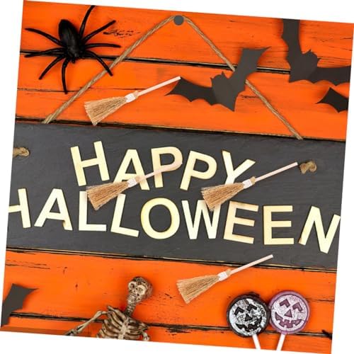 PRETYZOOM 12Pcs Mini Witch Brooms Natural Straw Decor