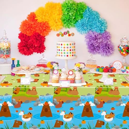 Capybara Party Tablecloths 3Pcs Birthday Decorations