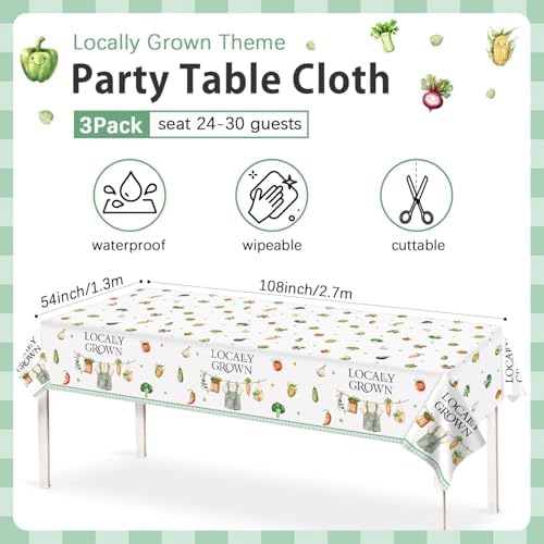 3Pcs Locally Grown Baby Shower Tablecloth Set