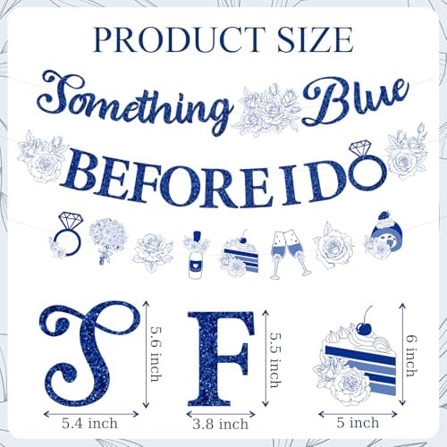 Something Blue Bridal Shower Decorations 3 Pcs Pre-Strung