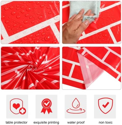 Oudain 4pcs 54x108 Inch Building Block Tablecloths for Kids Birthday Party